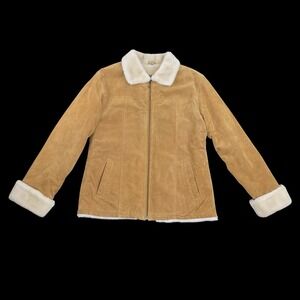 Adler Jacket Mens Small Brown Suede Leather Shearling Long Sleeve Full Zip VTG